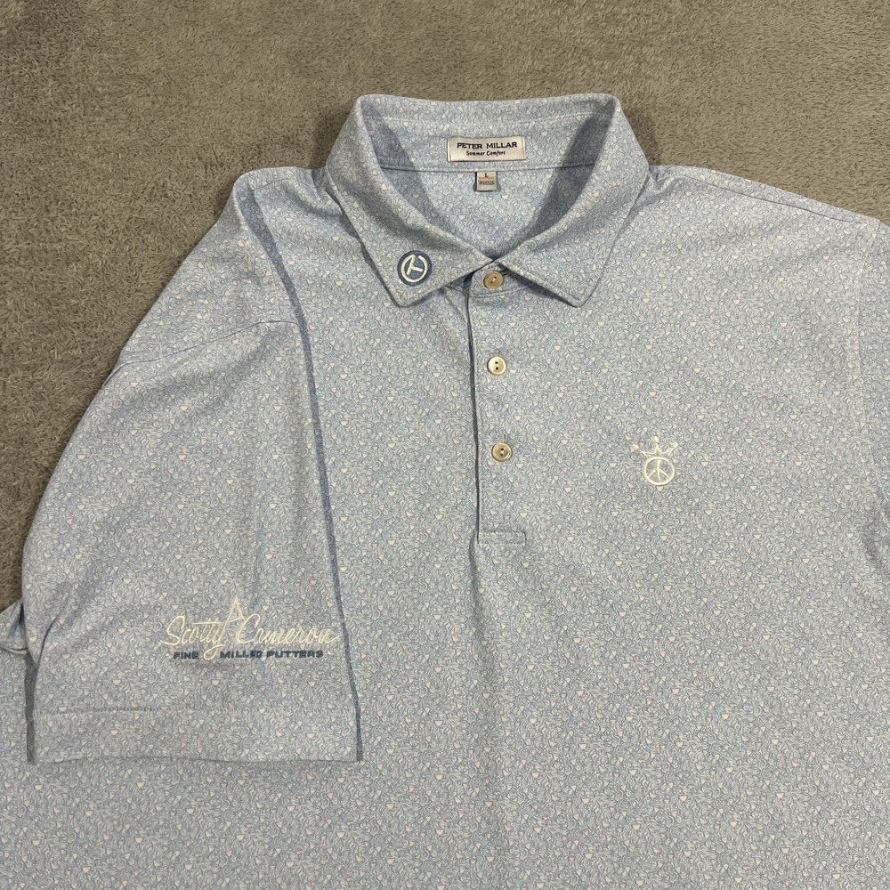 Peter Millar Scotty Cameron Polo Shirt Mens Large Fine Milled Putters Golf